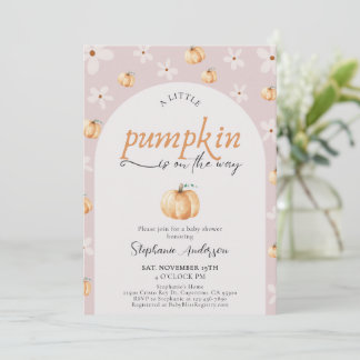 A Little Pumpkin Is On the Way Fall Baby Shower Invitation