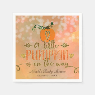 A little Pumpkin is on the Way Fall Baby Shower Napkin