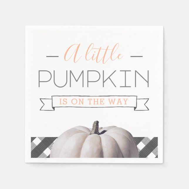 A Little Pumpkin Is On the Way Fall Baby Shower Napkin (Front)