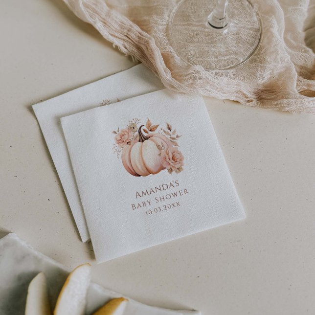 A Little Pumpkin Is On The Way Fall Baby Shower Napkin (Creator Uploaded)