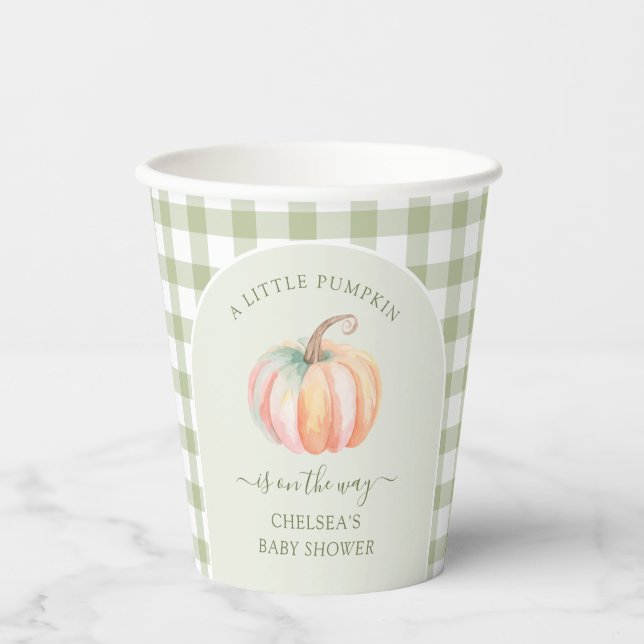 A Little Pumpkin is On The Way Fall Baby Shower Paper Cups (Front)