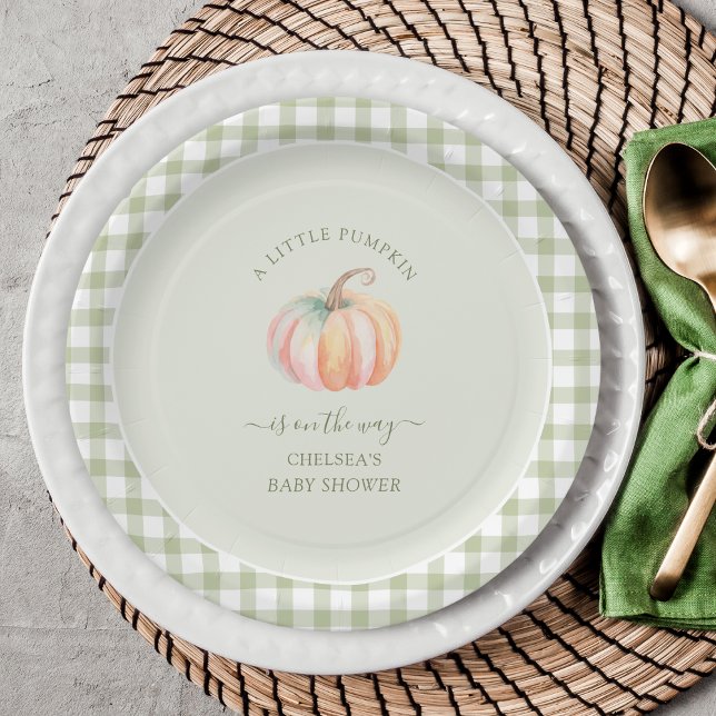 A Little Pumpkin is On The Way Fall Baby Shower Paper Plate (Creator Uploaded)