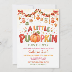 A little Pumpkin is on the way Fun Baby Shower Invitation