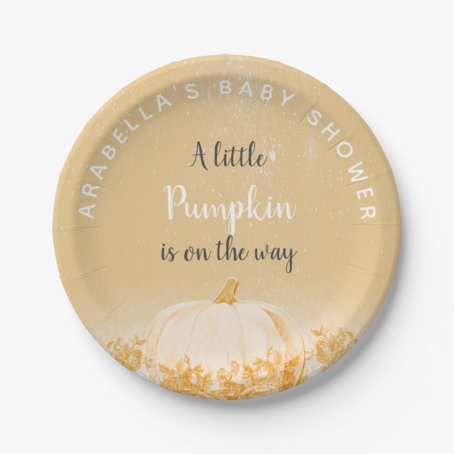A Little Pumpkin is on the way gender neutral Paper Plate (Front)