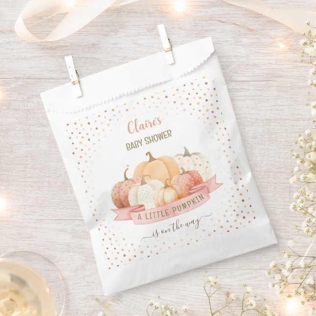 A Little Pumpkin Is On The Way Girl Baby Shower Favour Bags (Clipped)