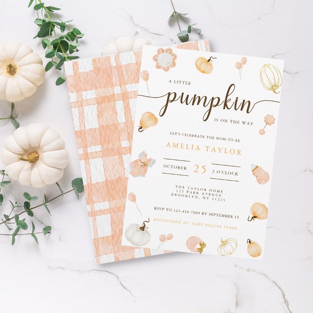A Little Pumpkin Is On The Way Girl Baby Shower In Invitation (Creator Uploaded)