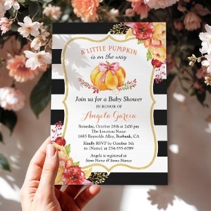 A Little Pumpkin is On the Way   Girl Baby Shower Invitation