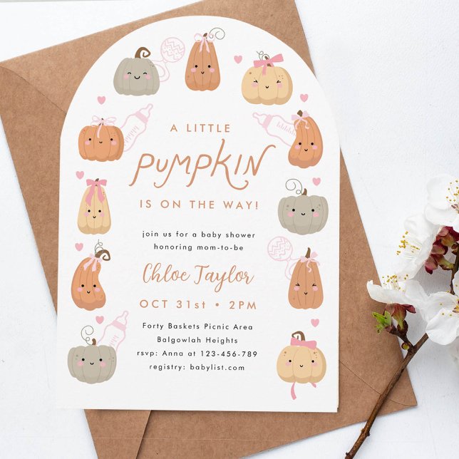 A Little Pumpkin is on the Way, Girl Baby Shower Invitation (Creator Uploaded)