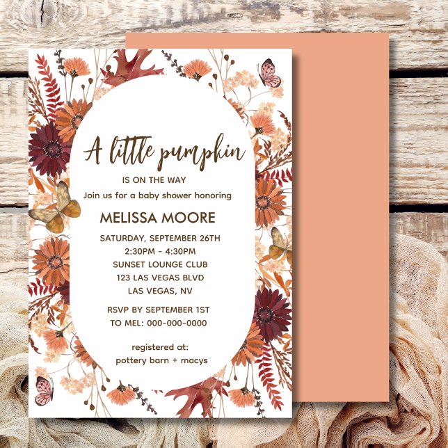 A little pumpkin is on the way girl baby shower invitation (Creator Uploaded)