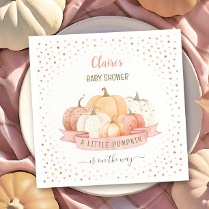 A Little Pumpkin Is On The Way Girl Baby Shower Napkin
