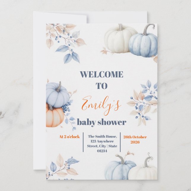 A Little Pumpkin is on the Way Invitation (Front)