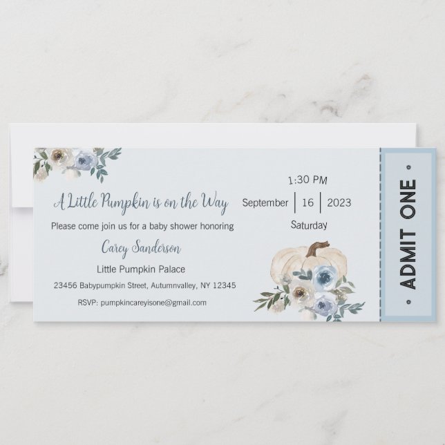 A Little Pumpkin is on the Way Invitation, Baby Invitation (Front)