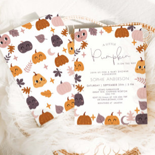 A Little Pumpkin Is On The Way Modern Baby Shower Invitation