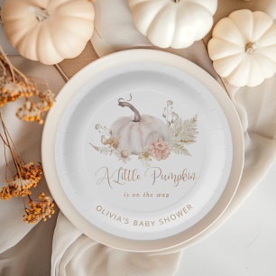 A little pumpkin is on the way paper plate
