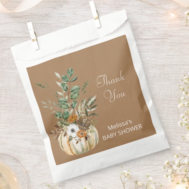 A little pumpkin is on the way rustic brown floral favour bags (Creator Uploaded)