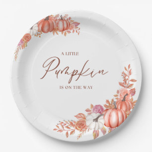 A Little Pumpkin Is On the Way Table Top Plaque Paper Plate