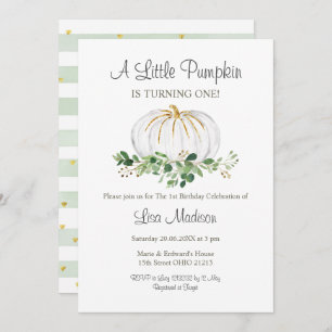 A Little Pumpkin Is turning one birthday Invitation