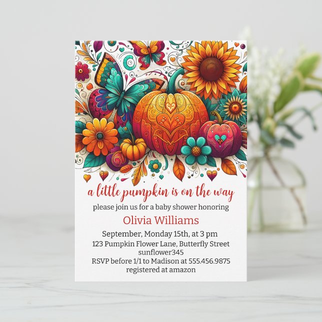 a little pumpkin on the way baby shower invitation (Creator Uploaded)