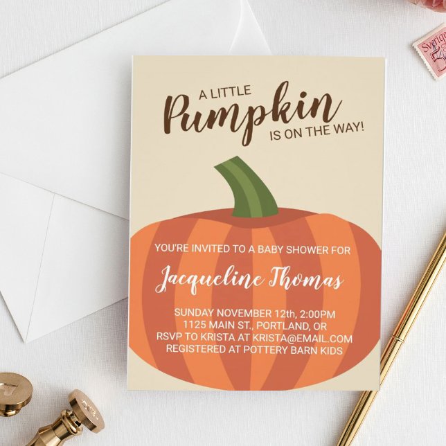 A Little Pumpkin On The Way Fall Baby Shower Invitation (Creator Uploaded)