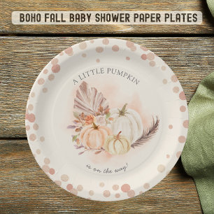 A Little Pumpkin on the Way Fall Baby Shower Paper Plate
