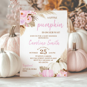 A Little Pumpkin Pink Baby Shower Invitation