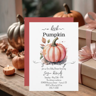 A Little Pumpkin Pink Baby Shower Invitation