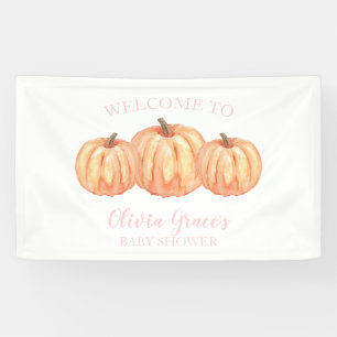A Little Pumpkin Pink Baby Shower Welcome Banner