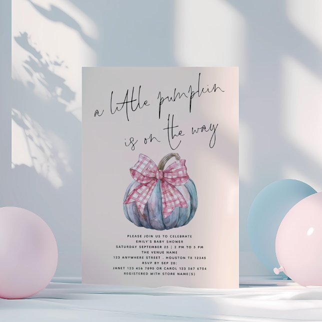A Little Pumpkin PInk Bow Cream Baby Shower  Invitation (Creator Uploaded)