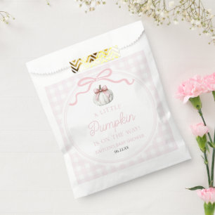 A Little Pumpkin Pink Bow Fall Baby Shower Favour Bags