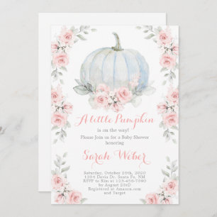 A little pumpkin pink fall baby shower girl invitation