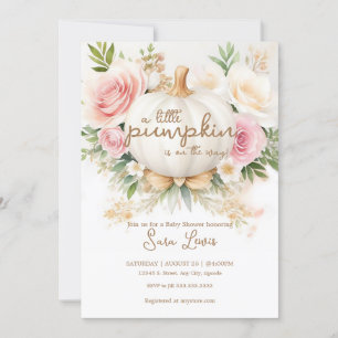 A Little Pumpkin Pink Fall Floral Baby Shower Invitation