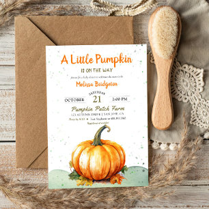 A Little Pumpkin Rustic Autumn Baby Shower Invitation
