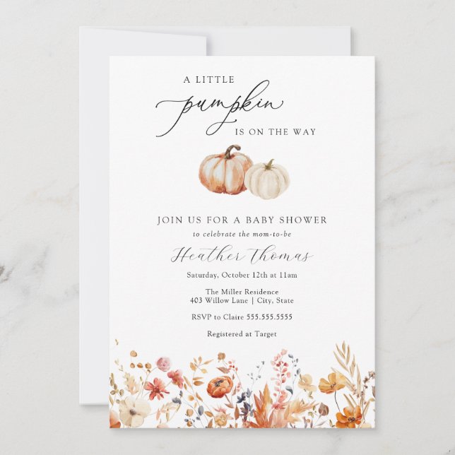 A Little Pumpkin Rustic Baby Shower Invitation (Front)