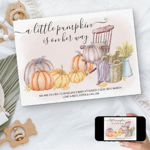 A Little Pumpkin Rustic Fall Pregnancy Announcement