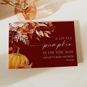 A Little Pumpkin Rusty Burgundy Floral Baby Shower Guest Book