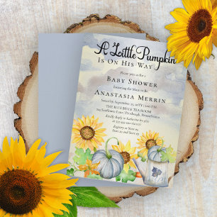A Little Pumpkin   Sunflowers Boy Baby Shower Invi Invitation