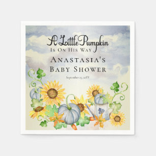A Little Pumpkin   Sunflowers Boy Baby Shower  Napkin