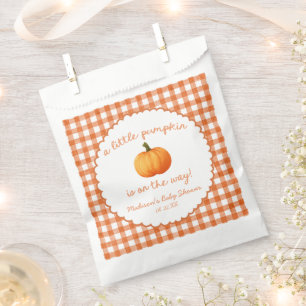 A Little Pumpkin Whimsical Orange Fall Baby Shower Favour Bags