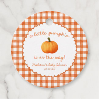 A Little Pumpkin Whimsical Orange Fall Baby Shower Favour Tags