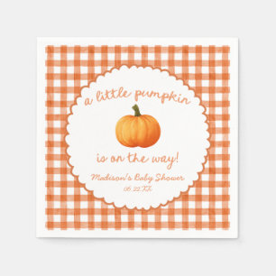 A Little Pumpkin Whimsical Orange Fall Baby Shower Napkin