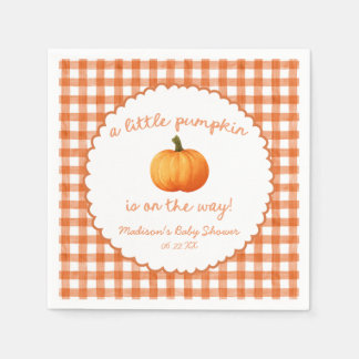 A Little Pumpkin Whimsical Orange Fall Baby Shower Napkin