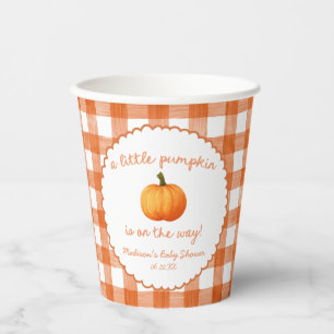 A Little Pumpkin Whimsical Orange Fall Baby Shower Paper Cups