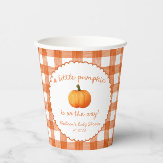 A Little Pumpkin Whimsical Orange Fall Baby Shower Paper Cups