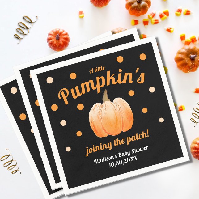 A Little Pumpkin's Joining the Patch Baby Shower Napkin (Creator Uploaded)