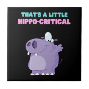 A Little Purple Hippo Critical Funny Hippopotamus Tile