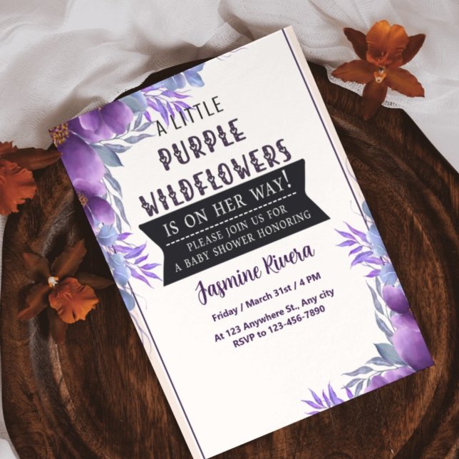  A Little Purple WildFlowers Baby Girl Shower Invitation (Creator Uploaded)