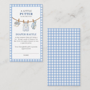 A Little Putter Blue Golf Baby Diaper Raffle Enclosure Card