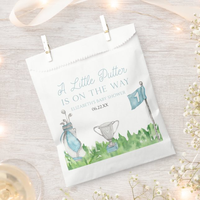 A Little Putter Blue Golf Baby Shower Favour Bags (Clipped)