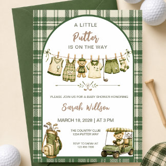 A Little Putter Is On the Way Custom Baby Shower Invitation