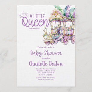 A Little Queen Mardi Gras Float Baby Shower Invitation